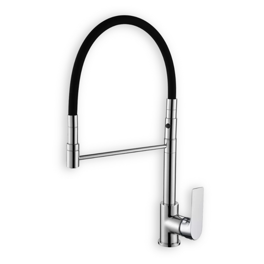 Monomando Mezcladora Cocina Alto Negro Y Cromo Moderno