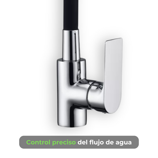 Mezcladora Para Fregadero Alto, Negro Y Cromo Diseño Moderno