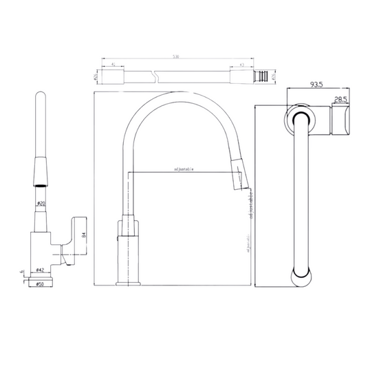 Mezcladora Para Fregadero Alto, Negro Y Cromo Diseño Moderno